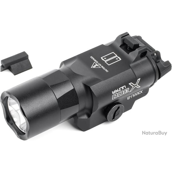 Lampe Tactique X300U-B 600 Lumens Aluminium Rail  Glock �clairage LED Compact Tir Chasse Noir