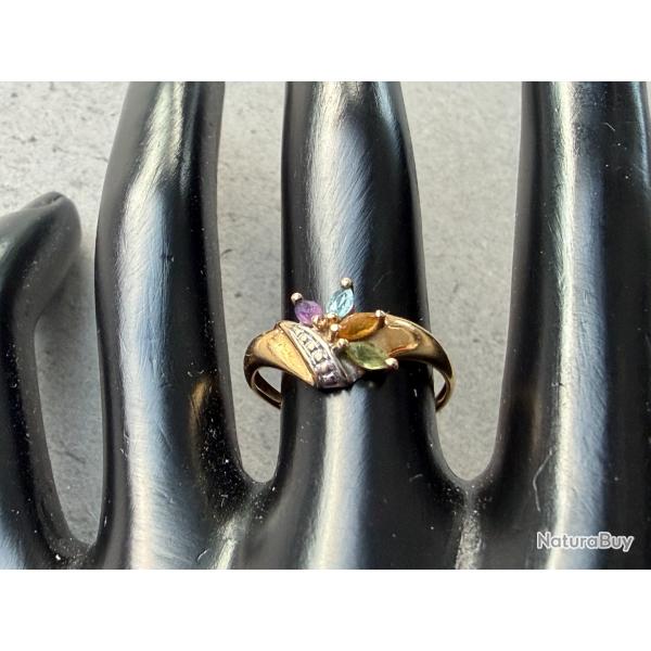 Bague en or massif 18 carats - Multicolore et estivale - taille 53