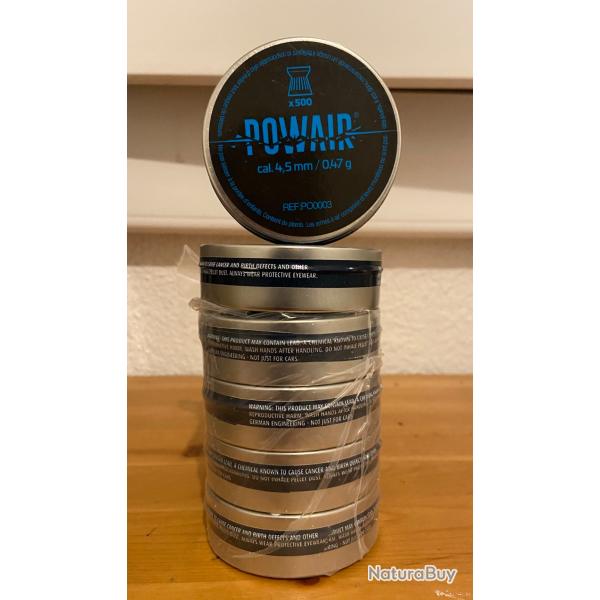 Powair plombs pour pistolet air comprim� . 4.5 mm 0.47 g
