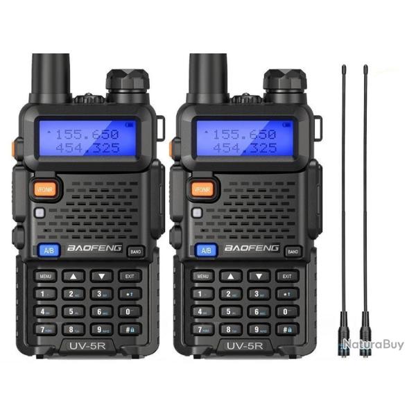 2x Talkie-walkie baofeng UV-5R (5w) + antenne amplificatrice A771 - LIVRAISON GRATUITE