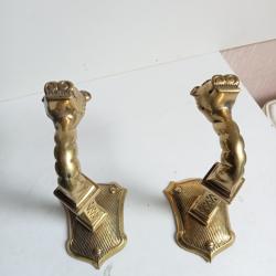 paire de pat&egrave;res en bronze dor&eacute; massif longueur 14,5 cm