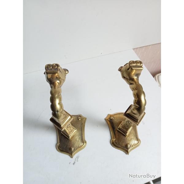 paire de pat�res en bronze dor� massif longueur 14,5 cm