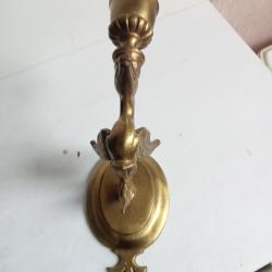 applique bougeoir en bronze dor&eacute; massif longueur 16 cm