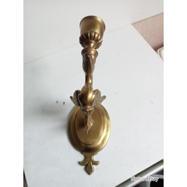 applique bougeoir en bronze dor� massif longueur 16 cm