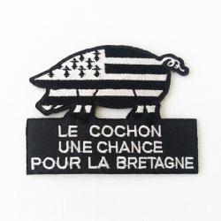 Patch brod&eacute; Le Cochon une chance pour la Bretagne
