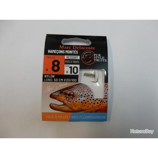 Hame�on Mont� DELACOSTE RESSORT PATE A TRUITE FLUOROCARBONE T8 / 0.20 mm