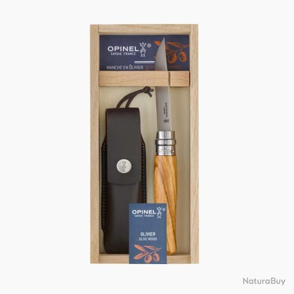 COUTEAU PLIANT OPINEL N�8 INOX OLIVIER EN COFFRET