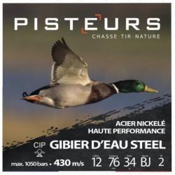 CARTOUCHES PISTEURS ACIER NICKELE GIBIER D EAU STEEL CAL 12 76 34 GRS