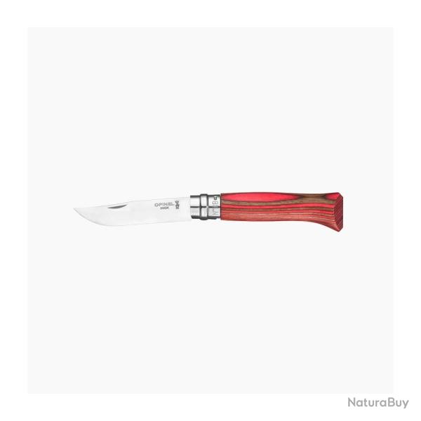 COUTEAU PLIANT OPINEL BOULEAU LAMELLE ROUGE N�8