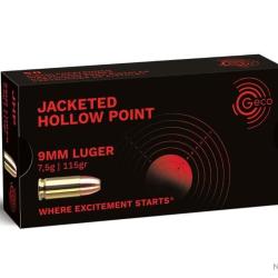 MUNITION GECO 9MM LUGER JHP 7.5G