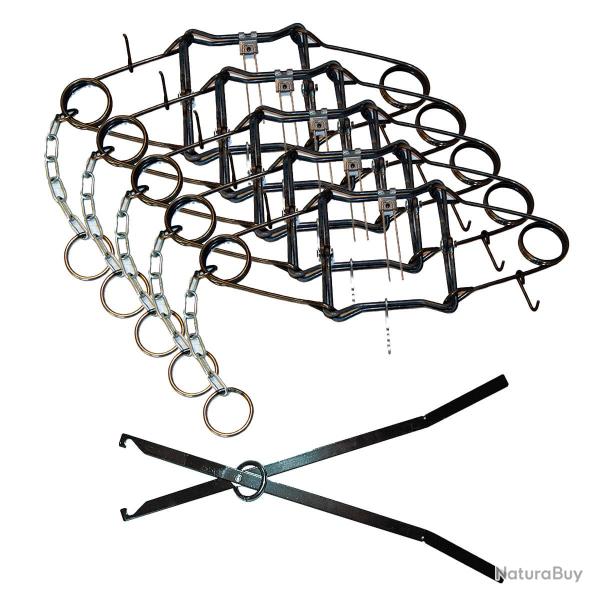 Lot 5 pi�ges en X - Double ressort 18x18 cm + Cl� tendeur 12629-defaultCombination