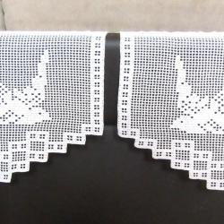 Rideaux ,cantonni&egrave;res Hirondelles ,  brise-vue crochet fait main.