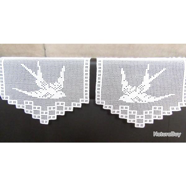 Rideaux ,cantonni�res Hirondelles ,  brise-vue crochet fait main.