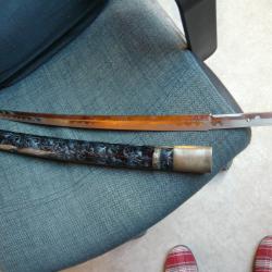 Lame de wakizashi japonais de pr&eacute;sentation avec saya