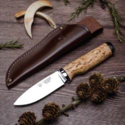 Couteau CUDEMAN nordico 138-dp manche bouleau 21.5cm + &eacute;tui