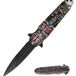 Couteau  pliant Templier en relief  lame de 9 cm