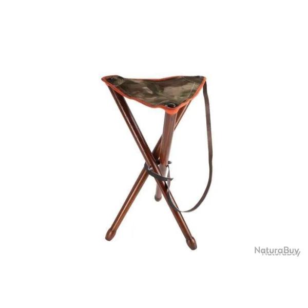 Tr�pied ANZIEUX (Europ bord) 65 cm pied bois, assise tissu camo sous bois avec bretelle
