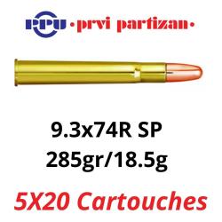 Vente Groupee - Pack de 100 cartouches PPU - Cal. 9.3x74R - 285grs SP