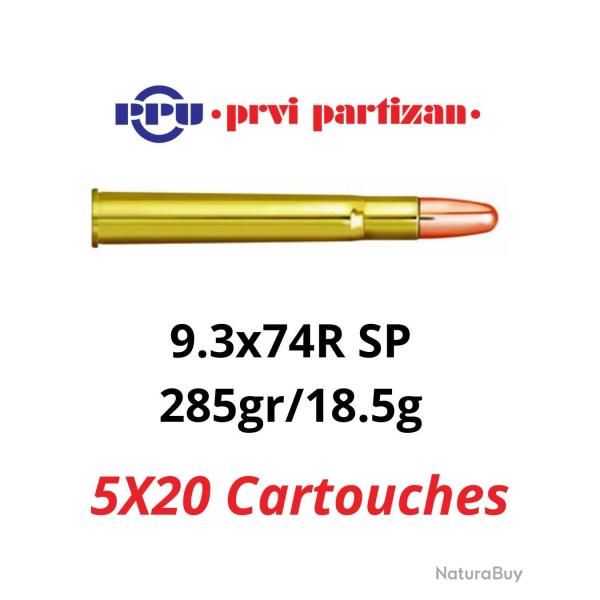 Vente Groupee - Pack de 100 cartouches PPU - Cal. 9.3x74R - 285grs SP