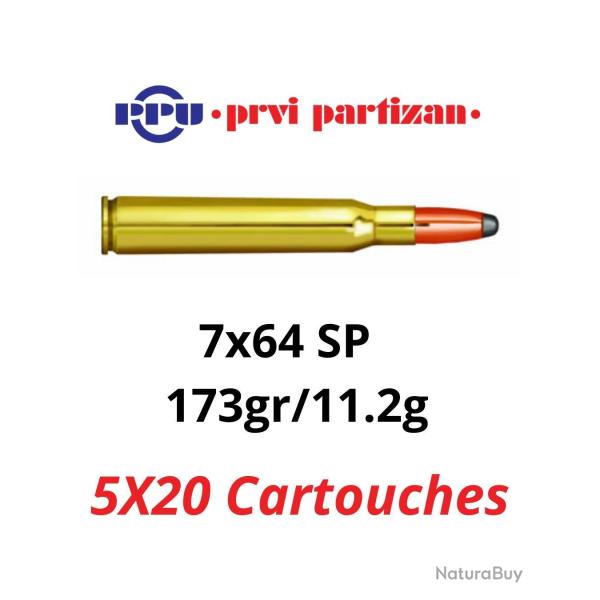 Vente group�e - Pack de 100 cartouches PPU - Cal. 7x64 - 173grs SP