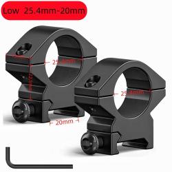 Colliers/Anneaux 20mm Rail Weaver/Picatinny BAS Large 15mm Diam&egrave;tre 25.4mm Lunette de Vis&eacute;e lampes