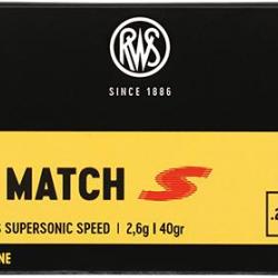 BOITE DE 50 CARTOUCHES RWS RIFLE MATCH S CAL.22LR 40GR