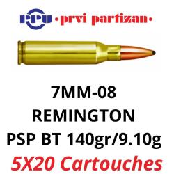 Prix de folie - 5 boites de 20 cartouches PPU Calibre 7mm08 REMINGTON PSPBT 140grs