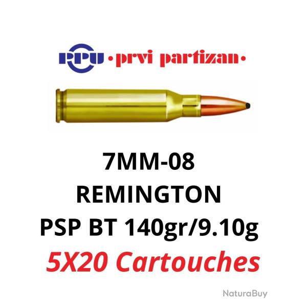 Prix de folie - 5 boites de 20 cartouches PPU Calibre 7mm08 REMINGTON PSPBT 140grs