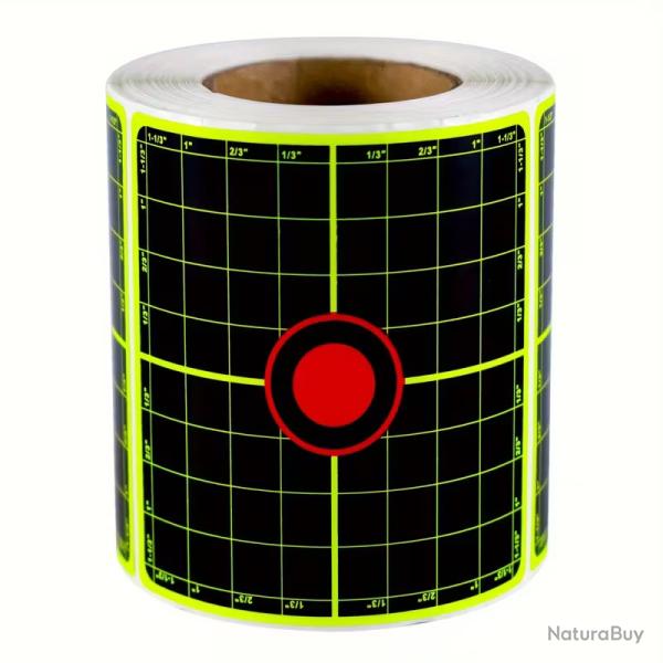 200 cibles r�actives autocollantes 76mm - Grille r�gle