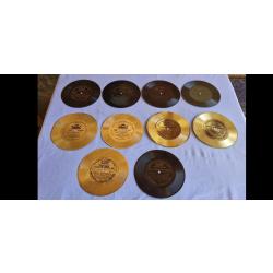 Vintage: 10 anciens disques publicitaires 33T diam&egrave;tre 17cm en mati&egrave;re plastique