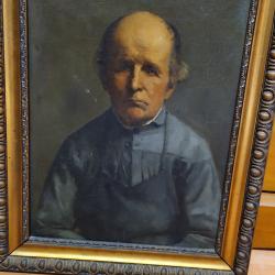 Homme tablier huile sur toile