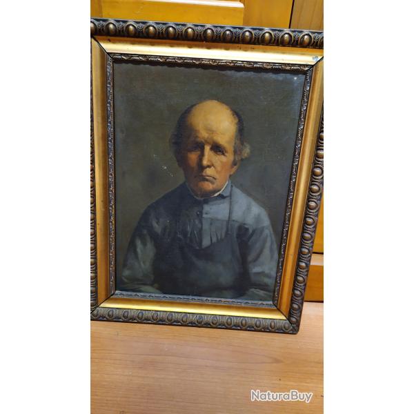 Homme tablier huile sur toile