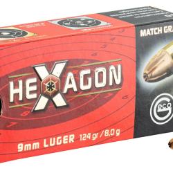 Munitions GECO 9mm Hexagon 124gr JHP x50