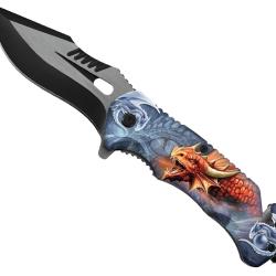 Couteau  pliant Dragon  Flame  lame de 9 cm