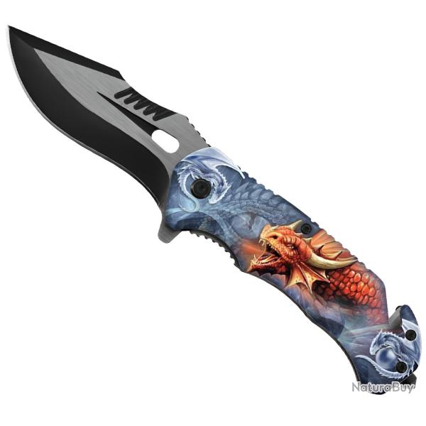 Couteau  pliant Dragon  Flame  lame de 9 cm