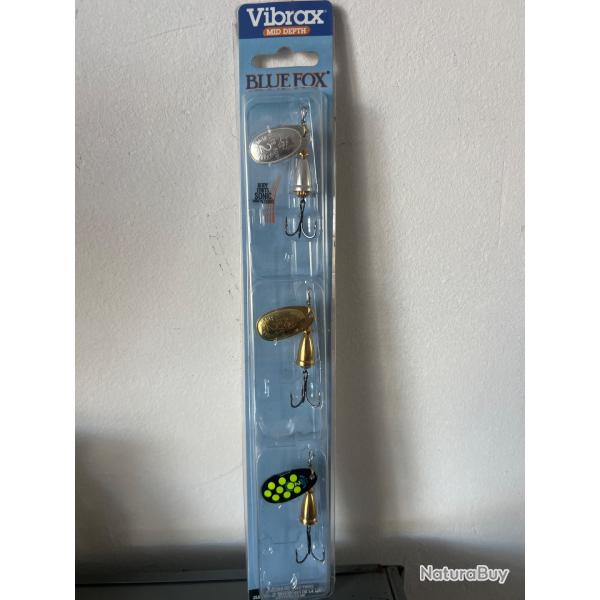 Pack 3 cuillers Vibrax mid depth blue fox