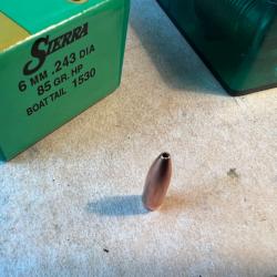 Bo&icirc;tes de 100 ogives 243w sierra85gr cuivre