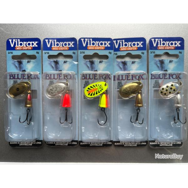 Pack 5 cuillers vibrax mid depth