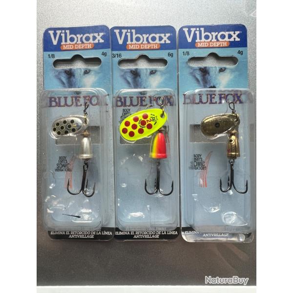 3 cuillers VIBRAX MID DEPTH BLUE FOX