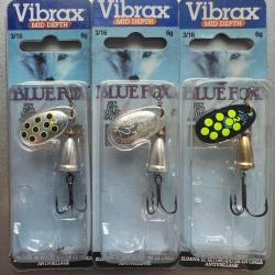 VIBRAX pack 3 cuillers MID DEPTH BLUE FOX