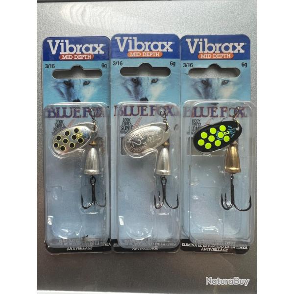 VIBRAX pack 3 cuillers MID DEPTH BLUE FOX