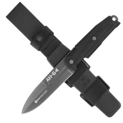 Couteau K25 RK 32392 AH-64 - manche caoutchouc noir - lame titane - acier 7Cr17Mov