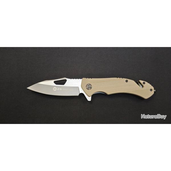 Couteau pliant K25 G10 coyote lame 8,7 cm - R�f. 25001