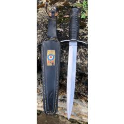 Couteau poignard Le COUTEAU VOLANT &eacute;quilibr&eacute; pour lancer commando Para INOX FRANCE &eacute;tui cuir