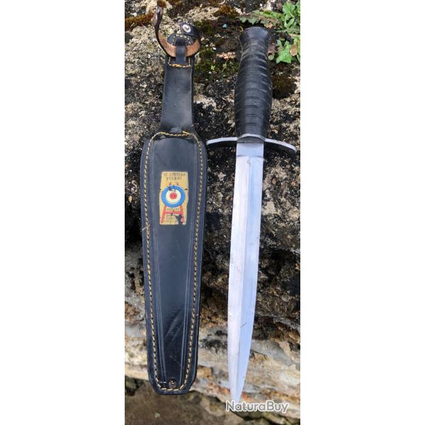 Couteau poignard Le COUTEAU VOLANT �quilibr� pour lancer commando Para INOX FRANCE �tui cuir
