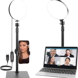 Lumi&egrave;re vid&eacute;o LED avec support pour t&eacute;l&eacute;phone portable, lampe vid&eacute;o avec 3 modes de couleur et 5 niv