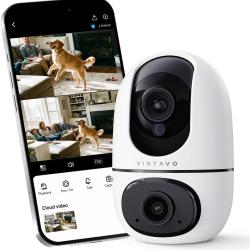 Cam&eacute;ra Surveillance WiFi Int&eacute;rieure 1080P, 2-en-1 Double Objectif, Rotation 360, Vision Nocturne Cou