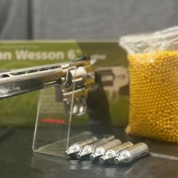PACK PR&Ecirc;T A TIRER REVOLVER 6MM DAN WESSON 6'' CO2 SILVER