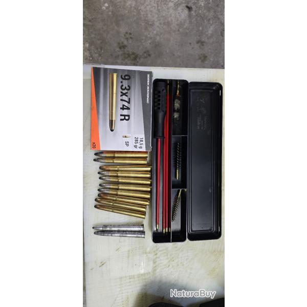 Balle 9.3 x 74r, kit nettoyage, 2 balle armortisseur