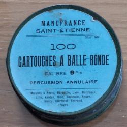 MANUFRANCE rare bo&icirc;te neuve de 100 munitions 9mm balle ronde vendu par poudrenoirepro